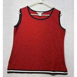 Exclusively Misook Woman’s Sleeveless Shell Tank Knit Scoop Neck Red Size Medium